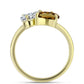 Goldplattierter Silberring mit Cognac-Quarz und weißem Topas