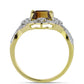 Goldplattierter Silberring mit Cognac-Quarz und weißem Topas