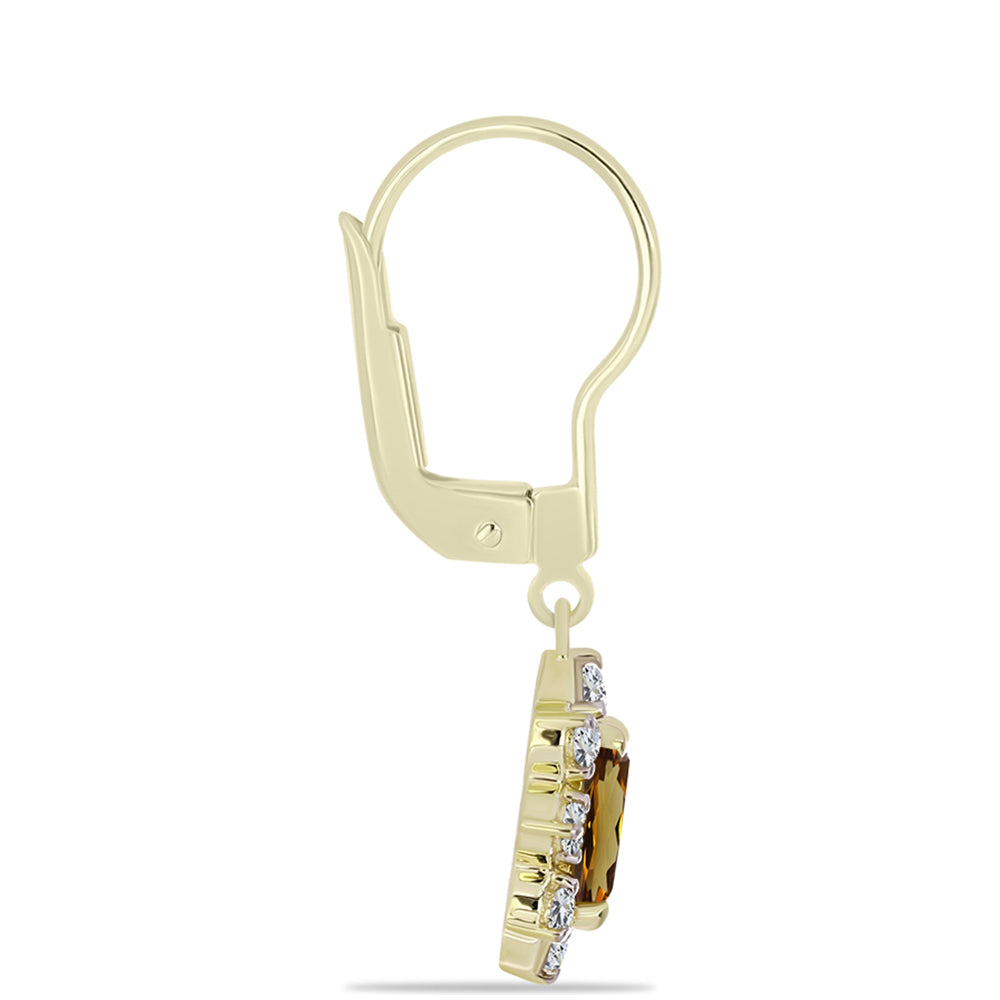 Goldplattierte Silberohrringe mit Cognac-Quarz und weißem Topas 2 