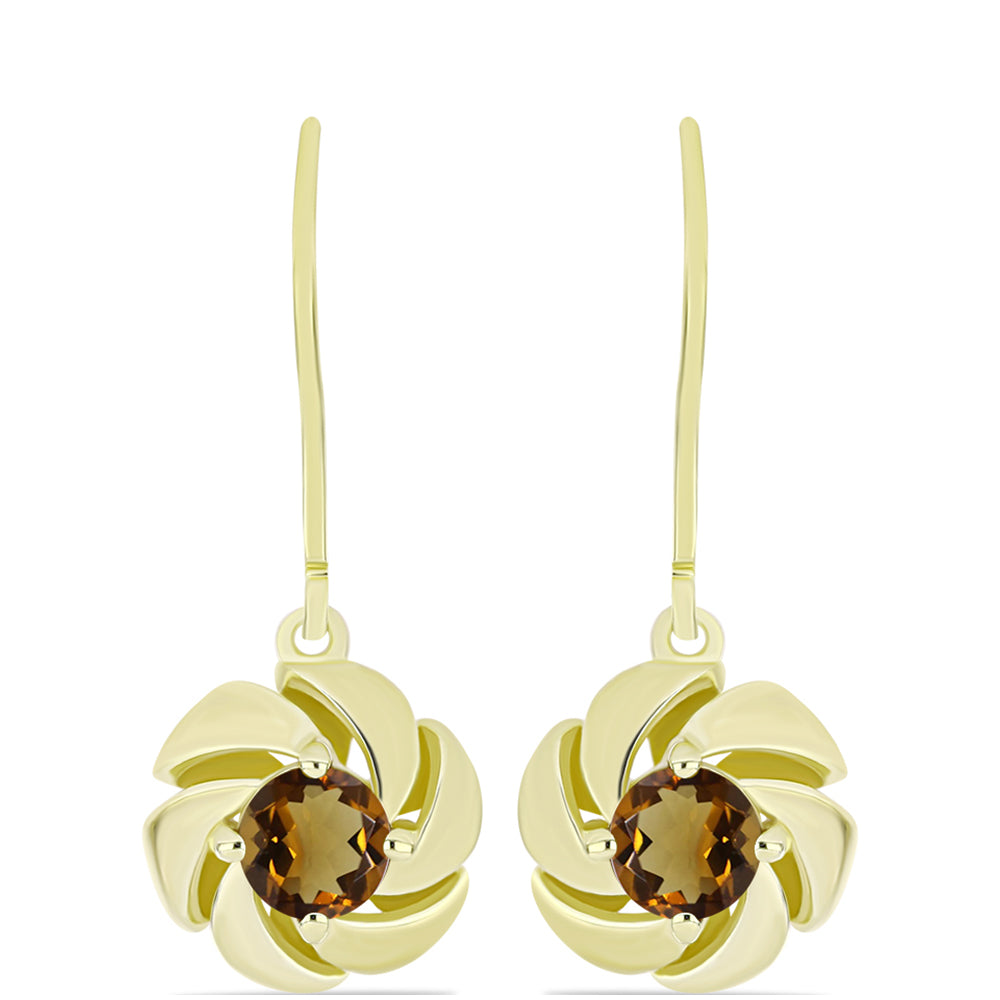 Goldplattierte Silberohrringe mit Cognac-Quarz