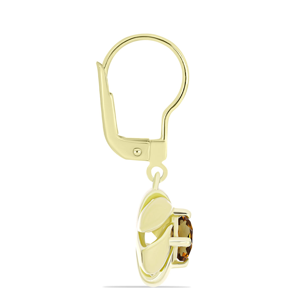 Goldplattierte Silberohrringe mit Cognac-Quarz