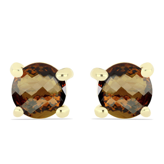 Goldplattierte Silberohrringe mit Cognac-Quarz