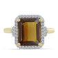 Goldplattierter Silberring mit Cognac-Quarz und weißem Topas
