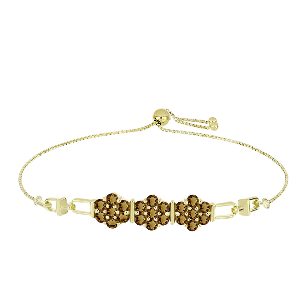 Goldplattiertes Silberarmband mit Cognac-Quarz