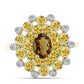 Goldplattierter Silberring mit Cognac-Quarz und weißem Topas