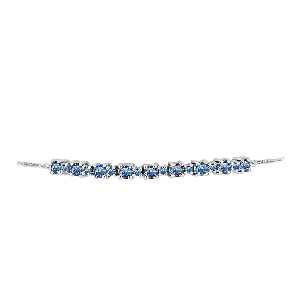 Silberarmband mit Ozeanblauem Moissanit 2 