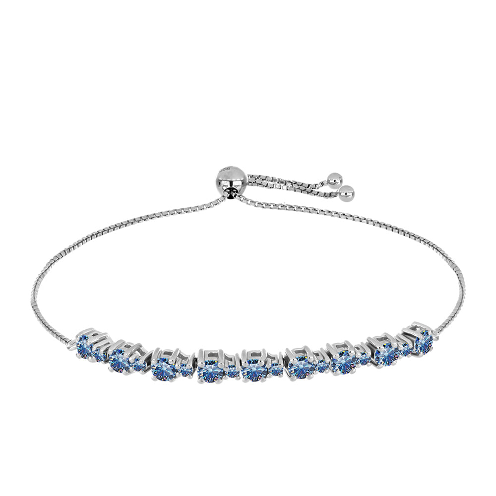 Silberarmband mit Ozeanblauem Moissanit