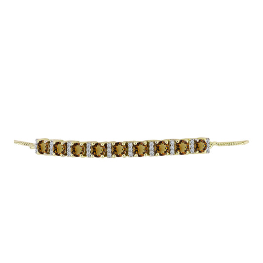 Goldplattiertes Silberarmband mit Cognac-Quarz und weißem Topas