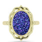 Goldplattierter Silberring mit lila Druse