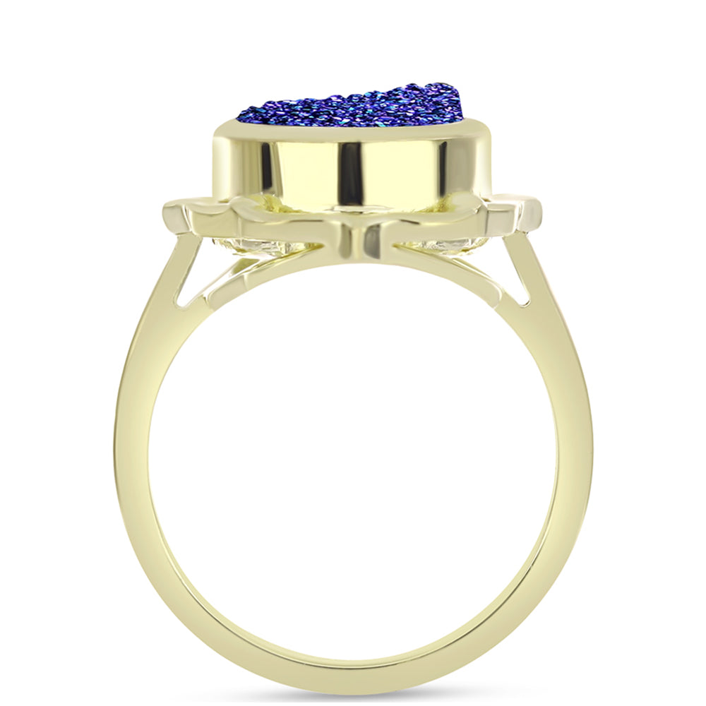 Goldplattierter Silberring mit lila Druse 2 