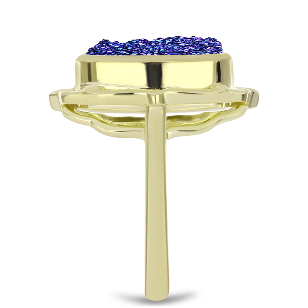 Goldplattierter Silberring mit lila Druse 4 