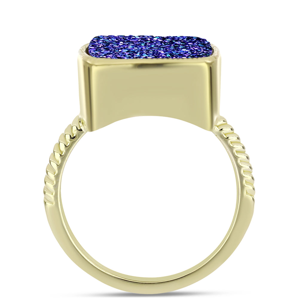 Goldplattierter Silberring mit lila Druse 2 