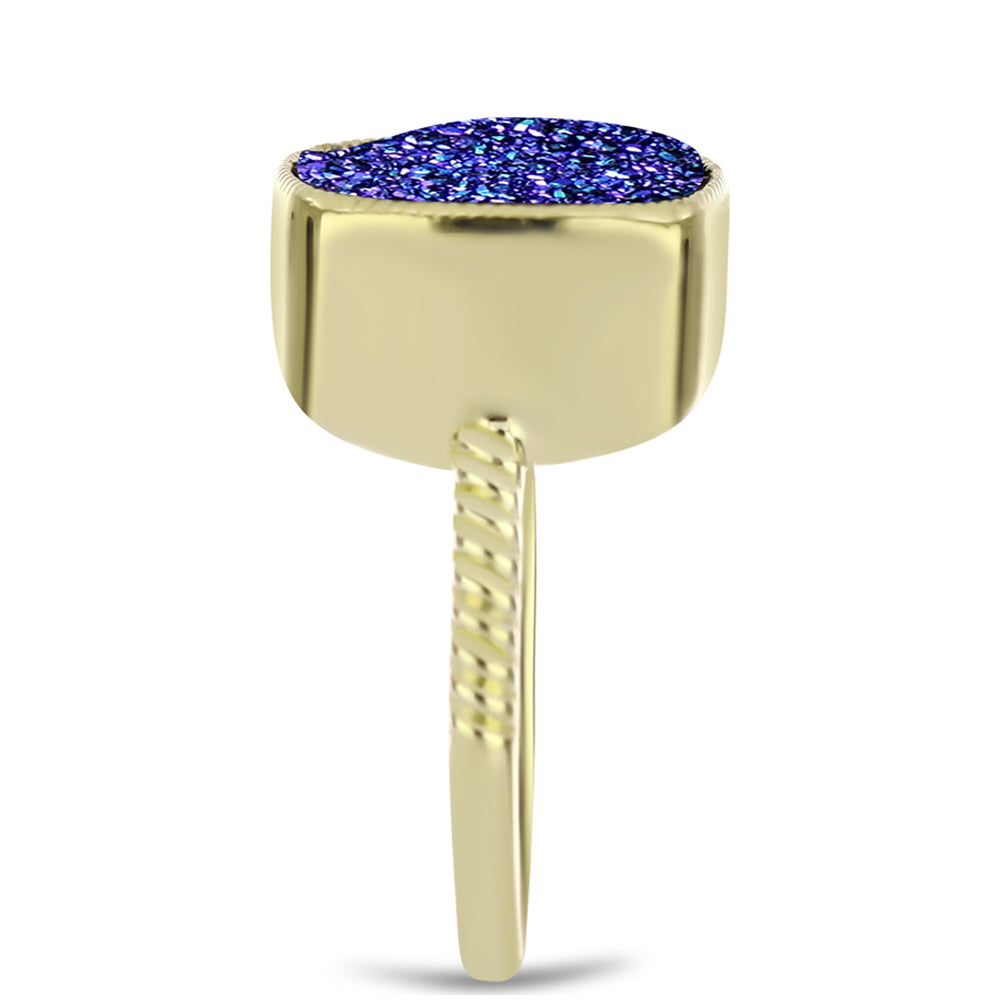 Goldplattierter Silberring mit lila Druse 4 