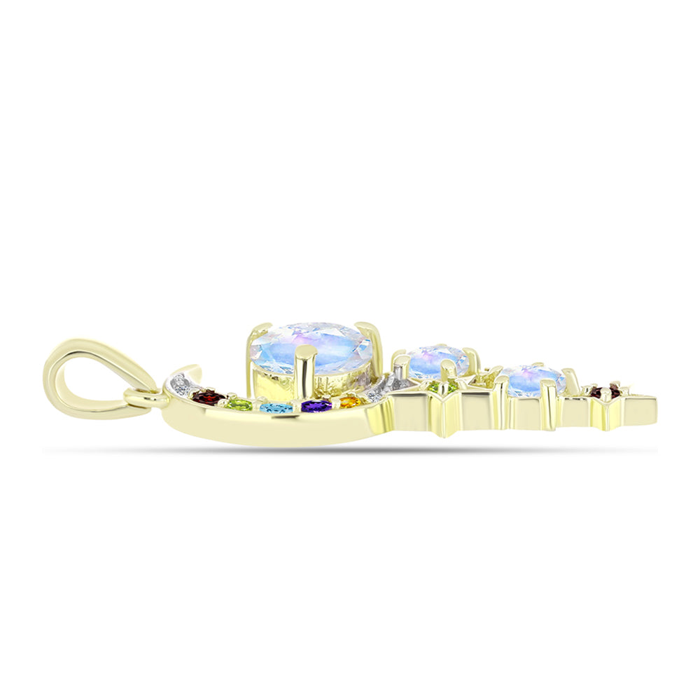 Goldplattierter Silberanhänger mit Regenbogenmondstein 2 