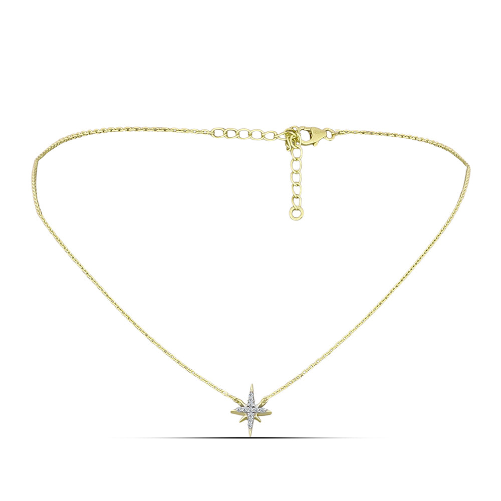 Goldplattierte Silberhalskette mit weißem Diamant 1 