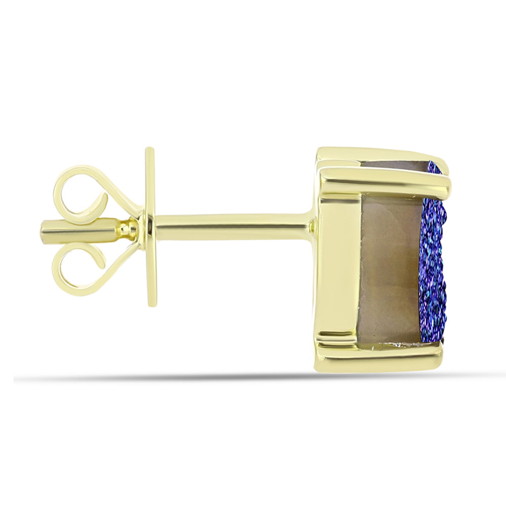Goldplattierte Silberohrringe mit lila Druse 2 