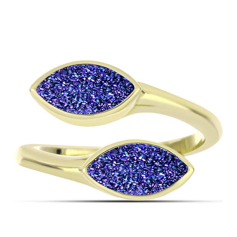 Goldplattierter Silberring mit lila Druse 1 