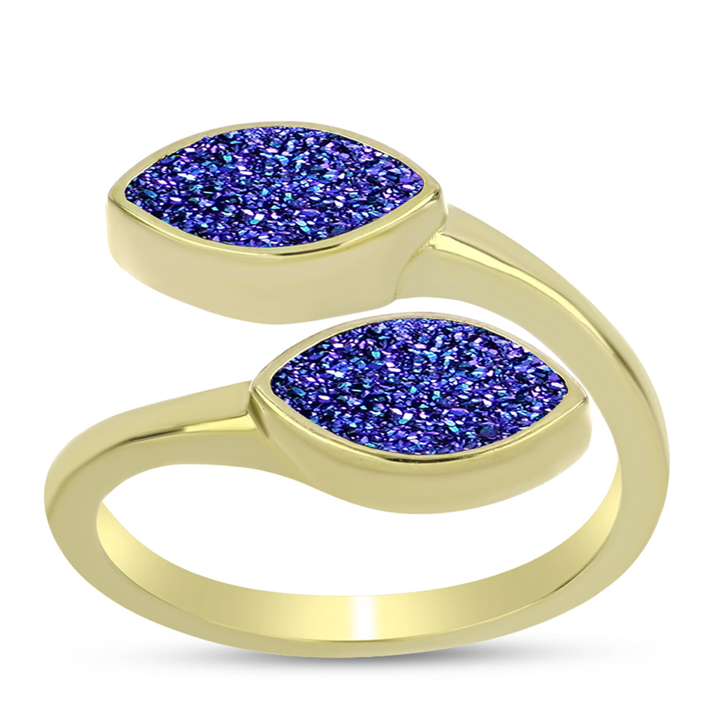 Goldplattierter Silberring mit lila Druse 3 