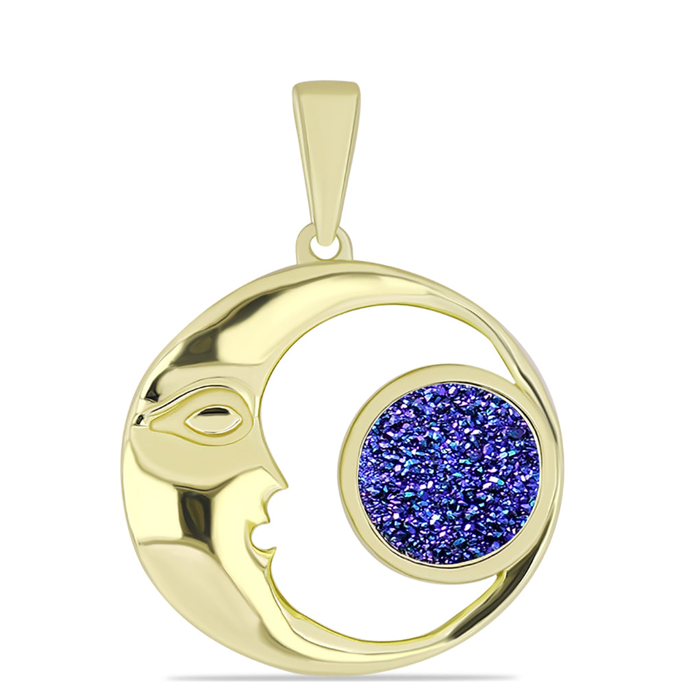 Goldplattierter Silberanhänger mit lila Druse 1 