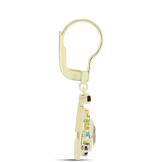 Goldplattierte Silberohrringe mit Regenbogenmondstein und marokkanischem Amethyst