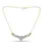 Goldplattierte Silberhalskette mit weißem Diamant und weißem Topas