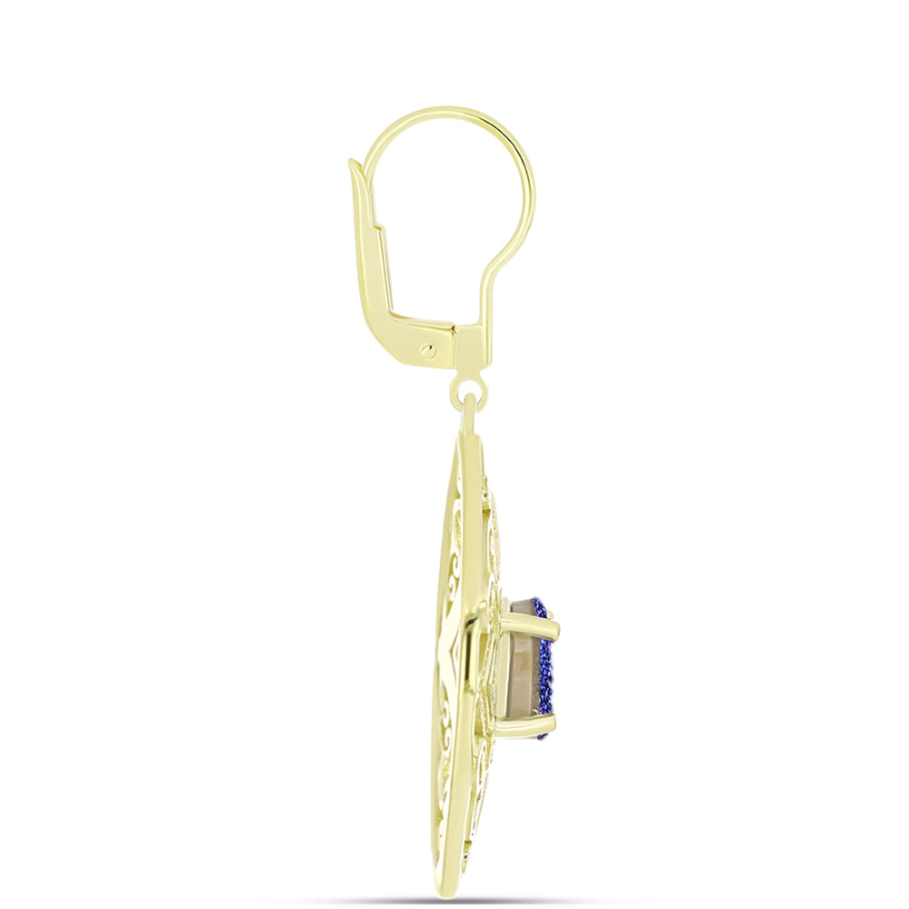 Goldplattierte Silberohrringe mit lila Druse