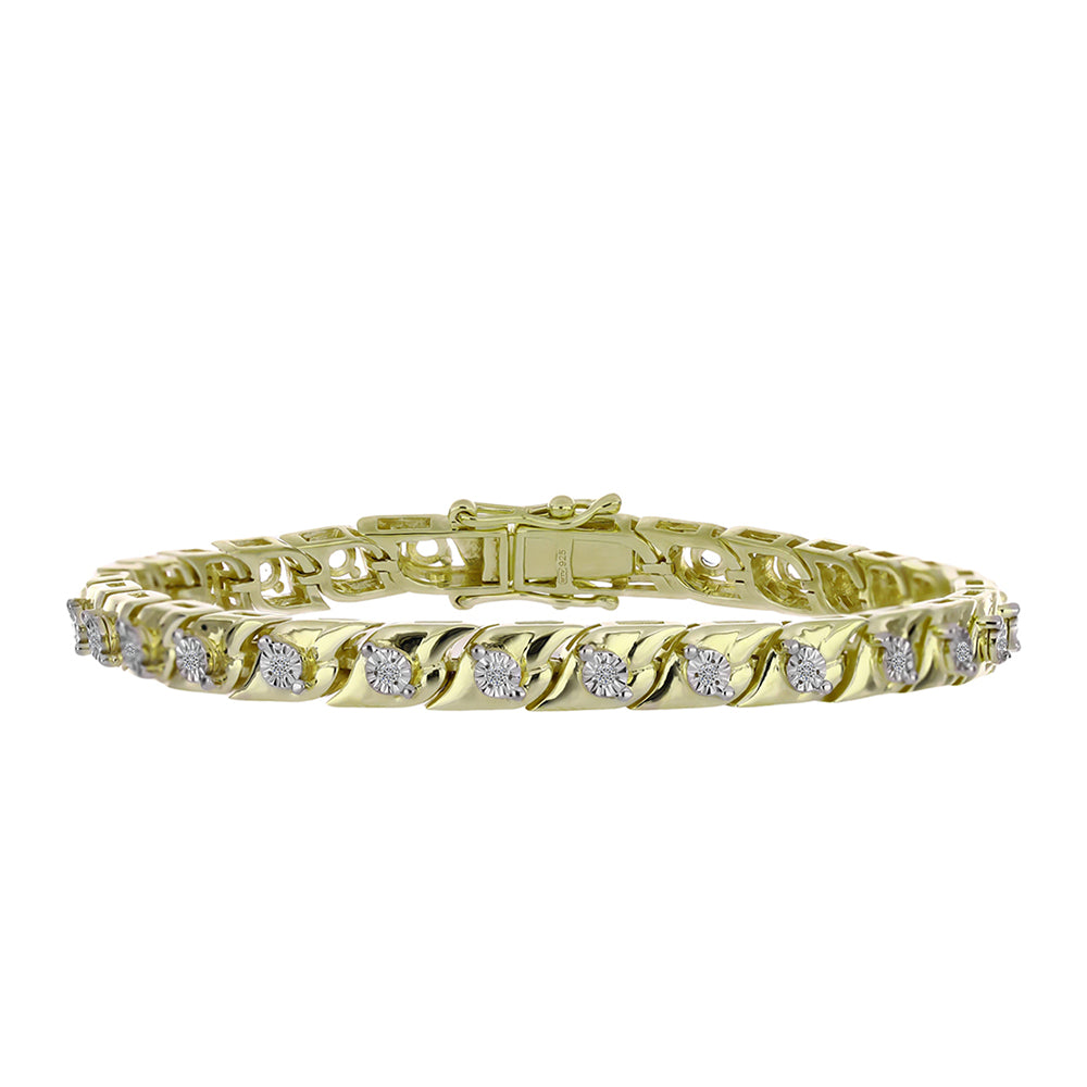 Goldplattiertes Silberarmband mit weißem Diamant und weißem Topas 5 