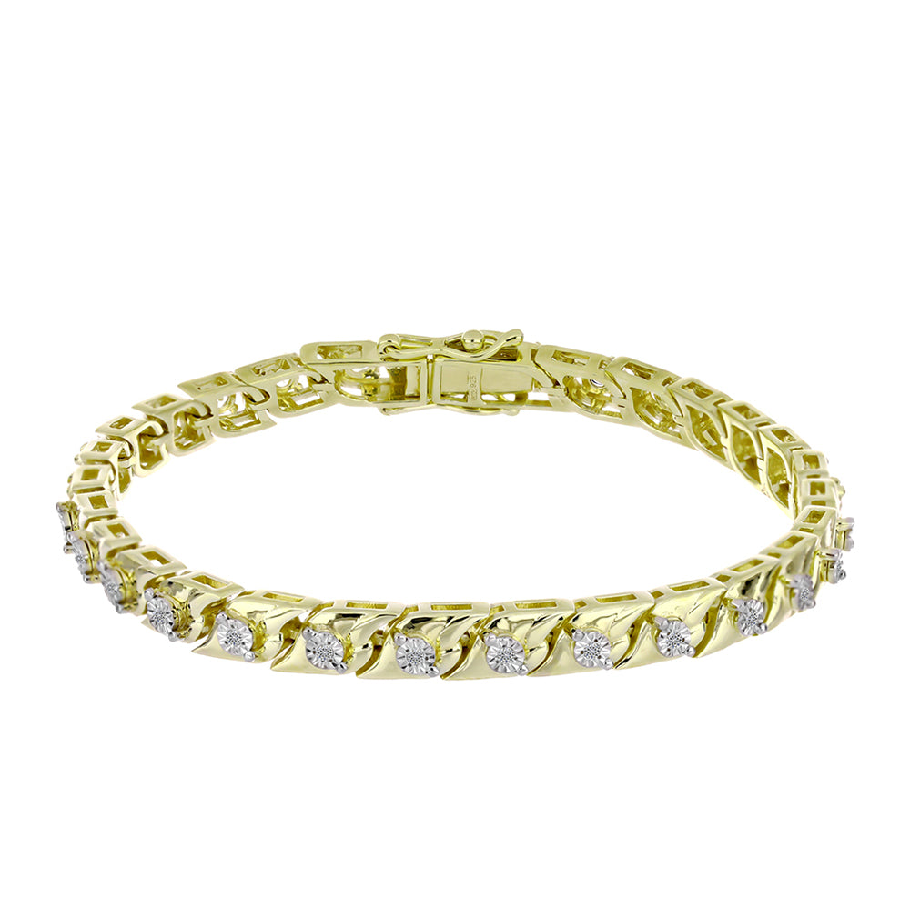Goldplattiertes Silberarmband mit weißem Diamant und weißem Topas 1 