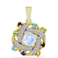 Goldplattierter Silberanhänger mit Regenbogenmondstein und marokkanischem Amethyst