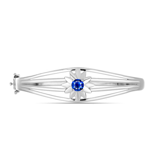 Silberarmreif mit australischem blauem Saphir