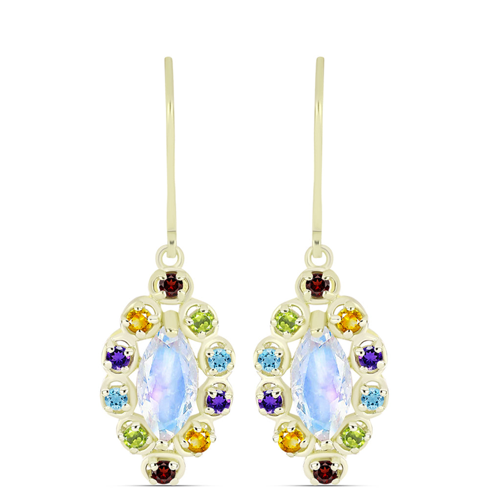 Goldplattierte Silberohrringe mit Regenbogenmondstein und marokkanischem Amethyst 3 