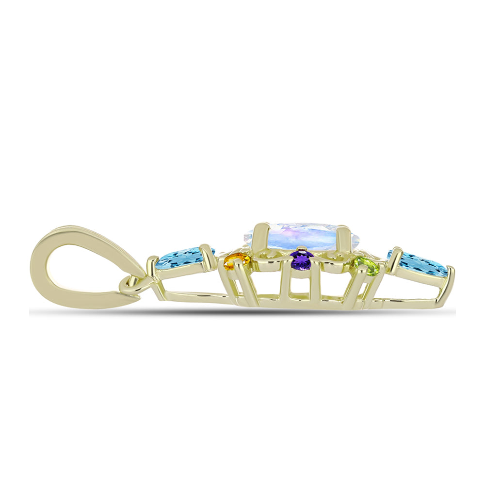 Goldplattierter Silberanhänger mit Regenbogenmondstein 6 