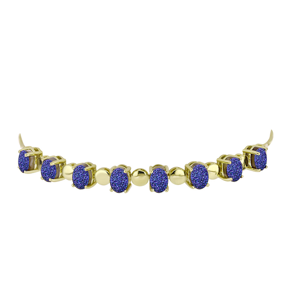 Goldplattiertes Silberarmband mit lila Druse 5 
