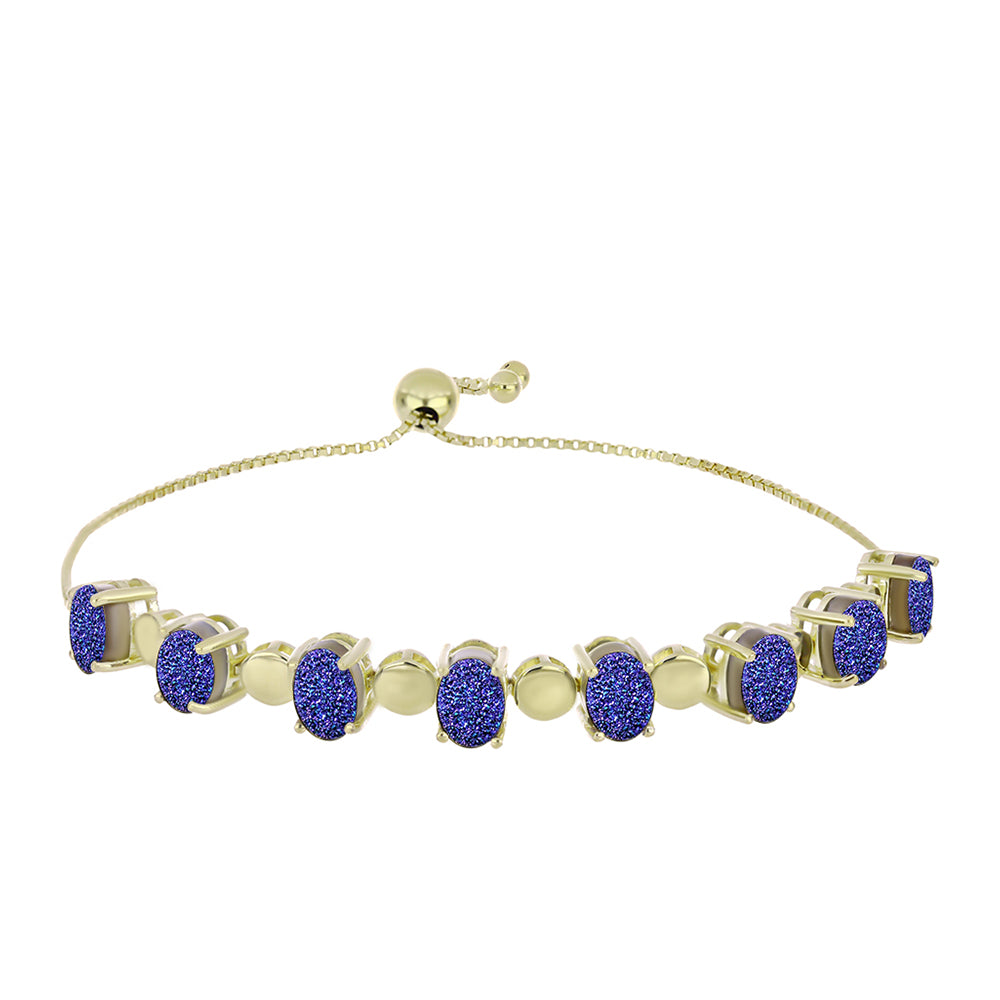 Goldplattiertes Silberarmband mit lila Druse 6 