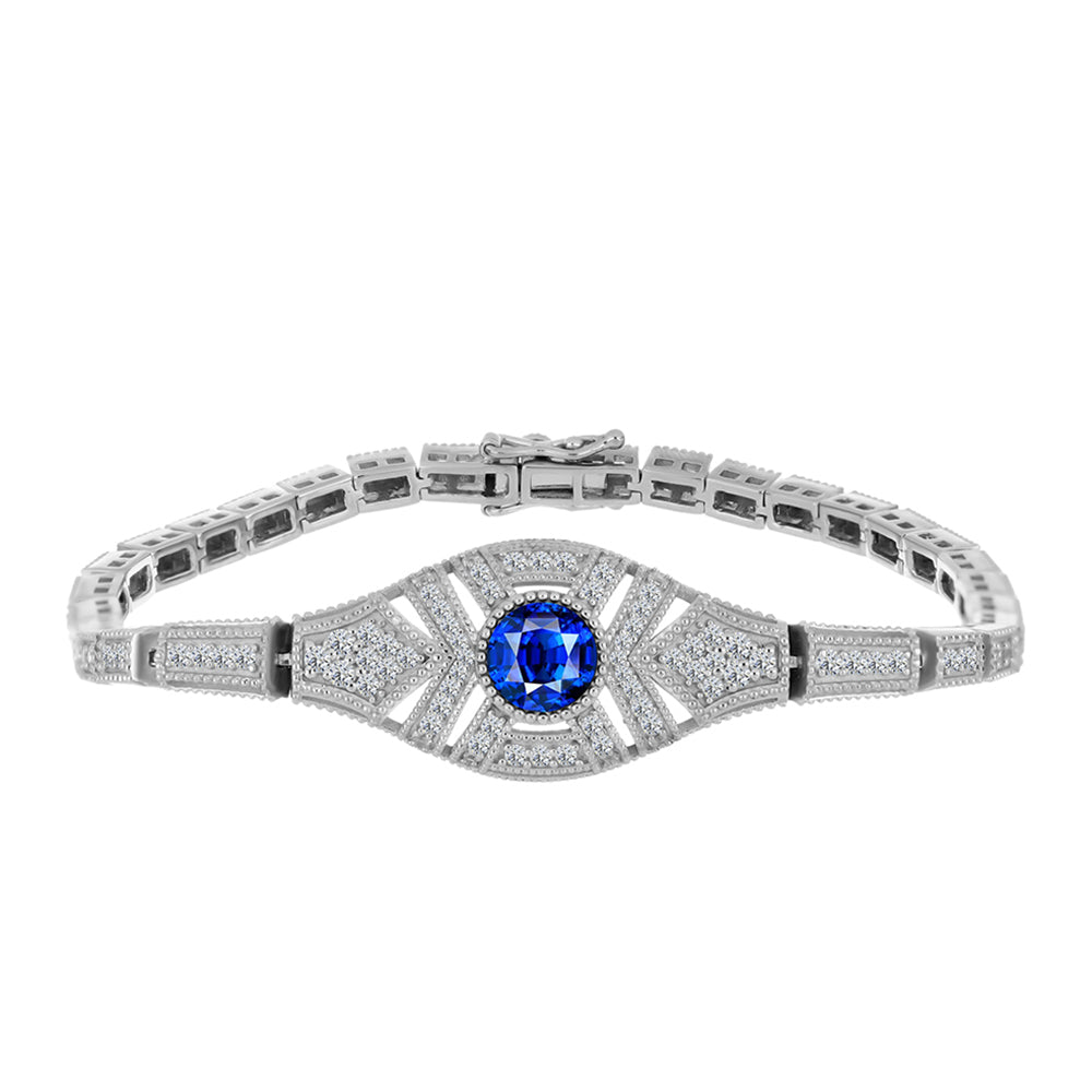 Silberarmband mit australischem blauem Saphir und weißem Topas