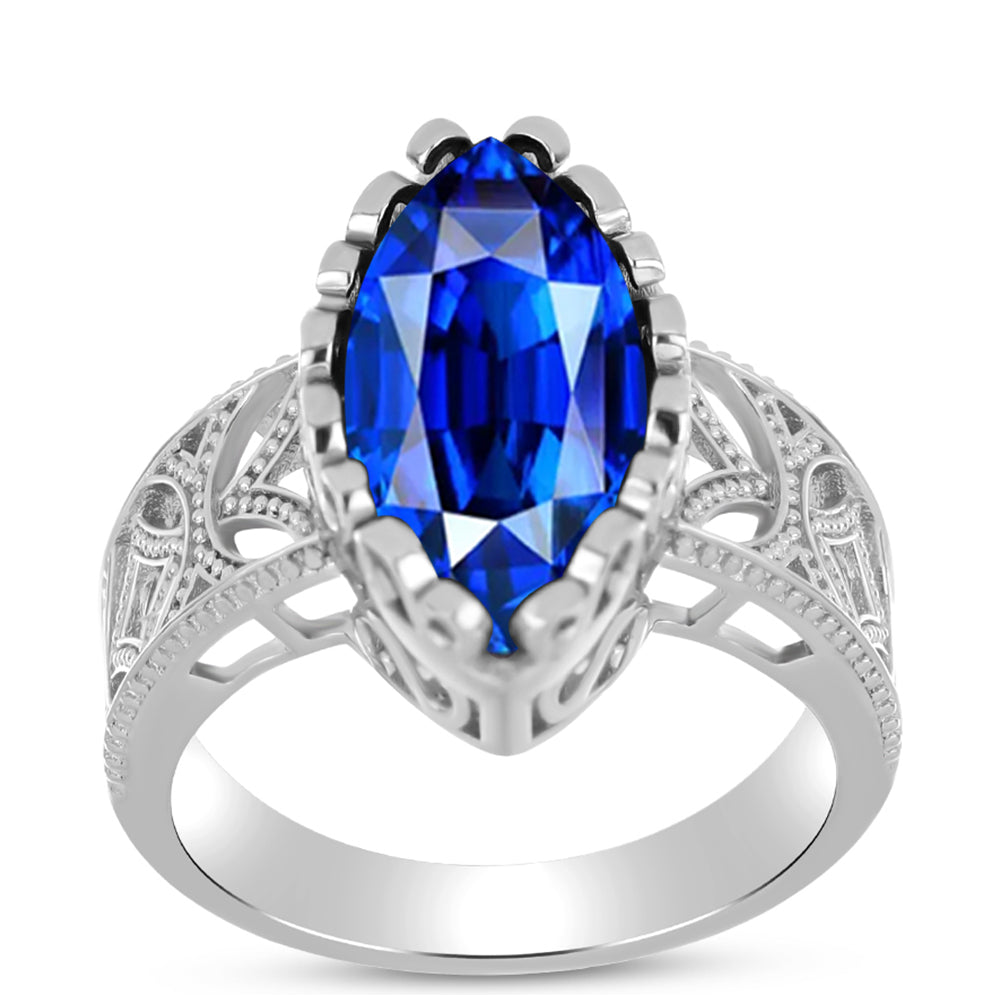 Silberring mit australischem blauem Saphir 7 