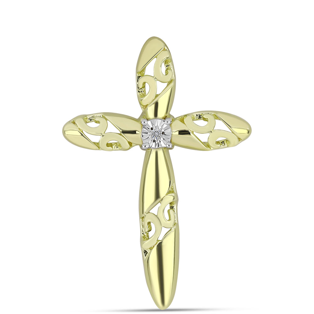 Goldplattierter Silberanhänger mit weißem Diamant