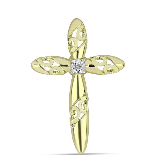 Goldplattierter Silberanhänger mit weißem Diamant
