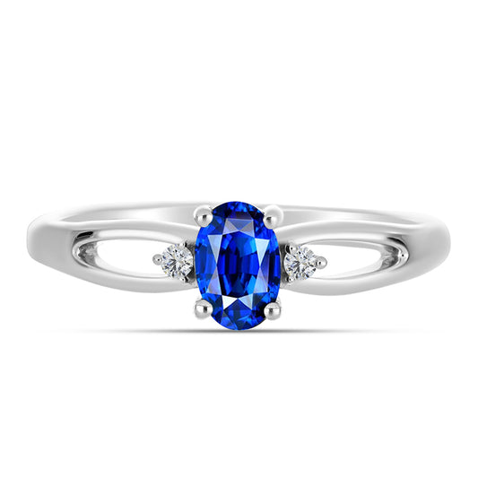 Silberring mit australischem blauem Saphir und weißem Topas