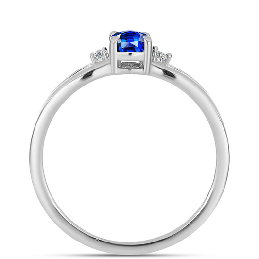 Silberring mit australischem blauem Saphir und weißem Topas