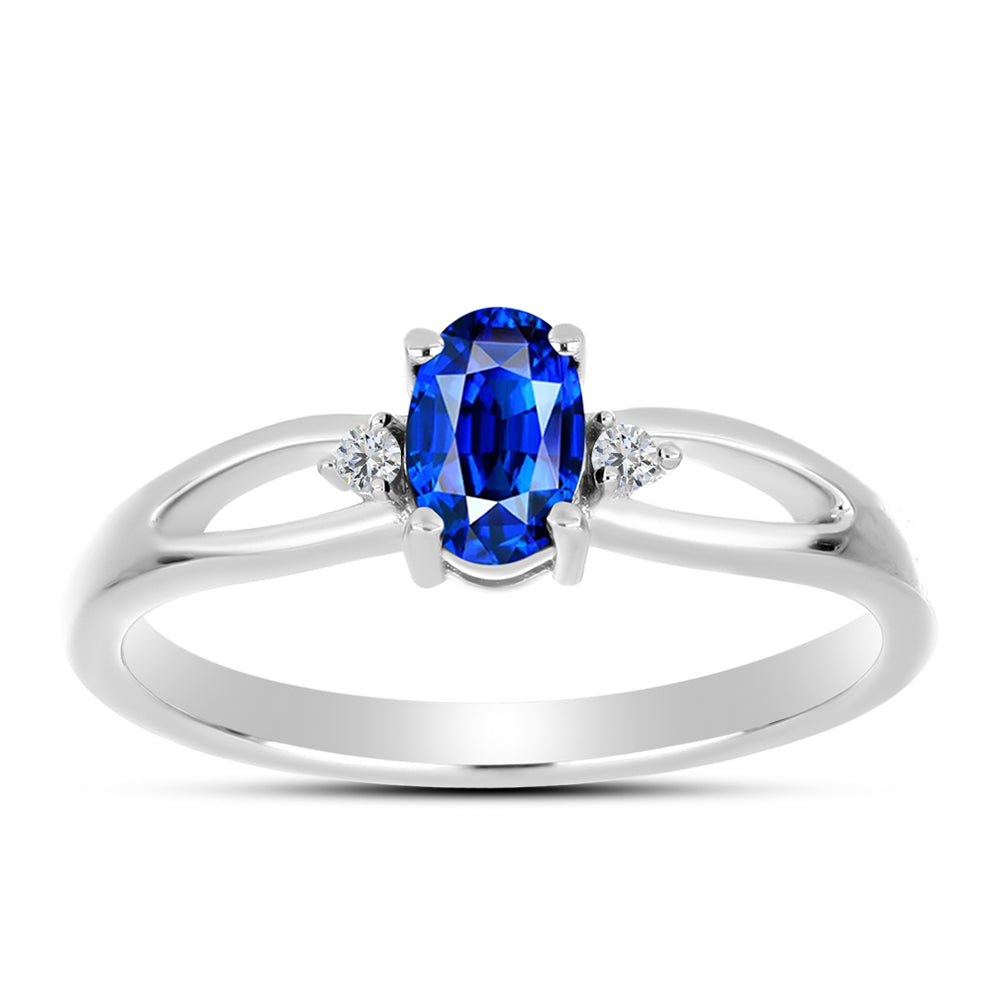 Silberring mit australischem blauem Saphir und weißem Topas 7 