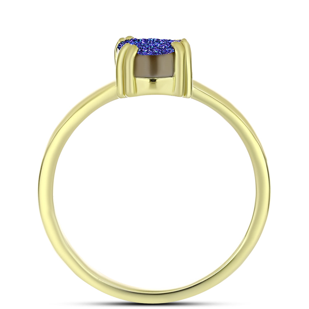 Goldplattierter Silberring mit lila Druse