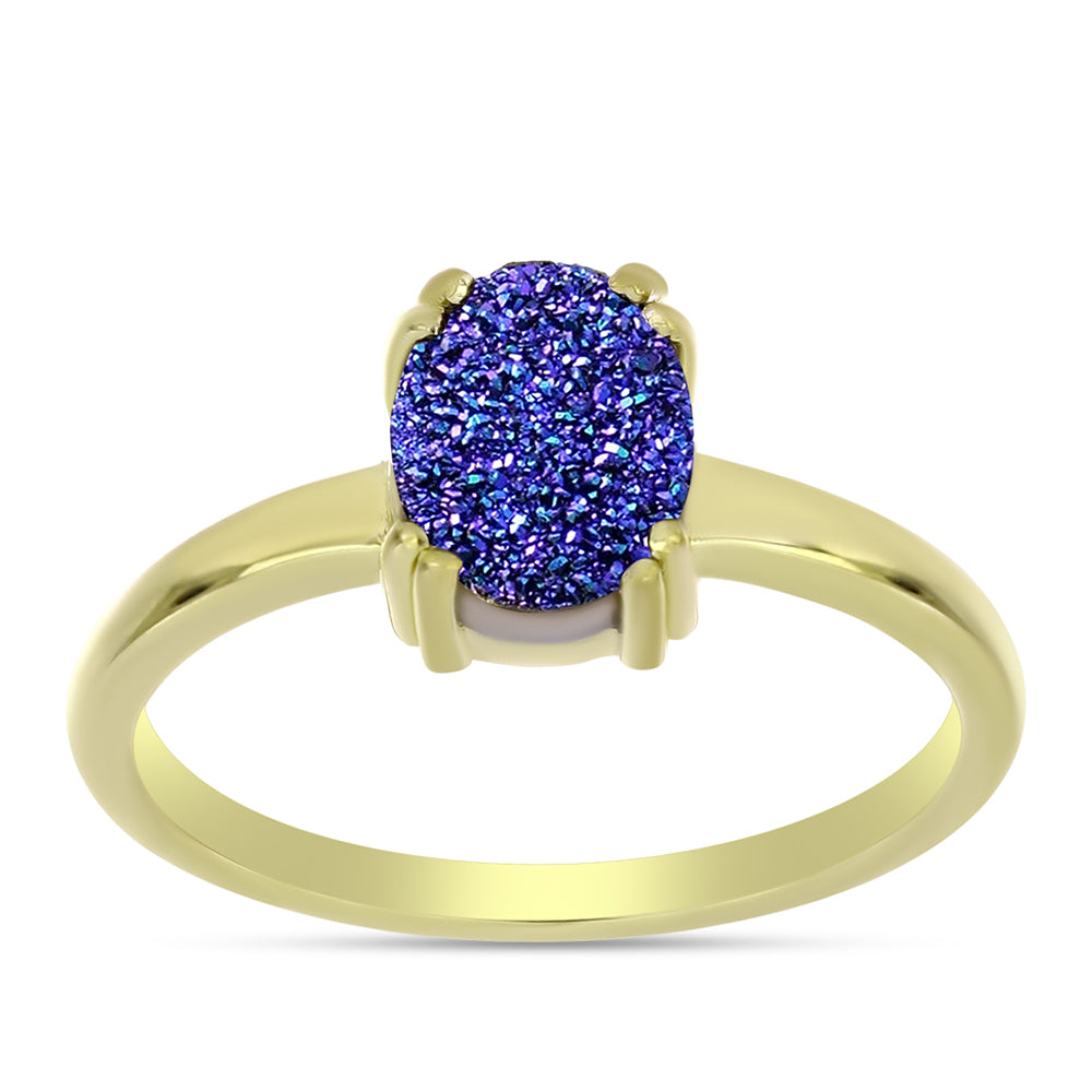 Goldplattierter Silberring mit lila Druse