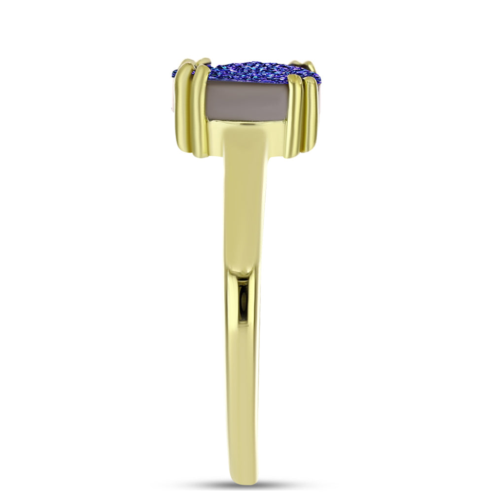 Goldplattierter Silberring mit lila Druse 4 