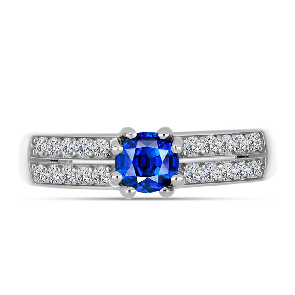 Silberring mit australischem blauem Saphir und weißem Topas