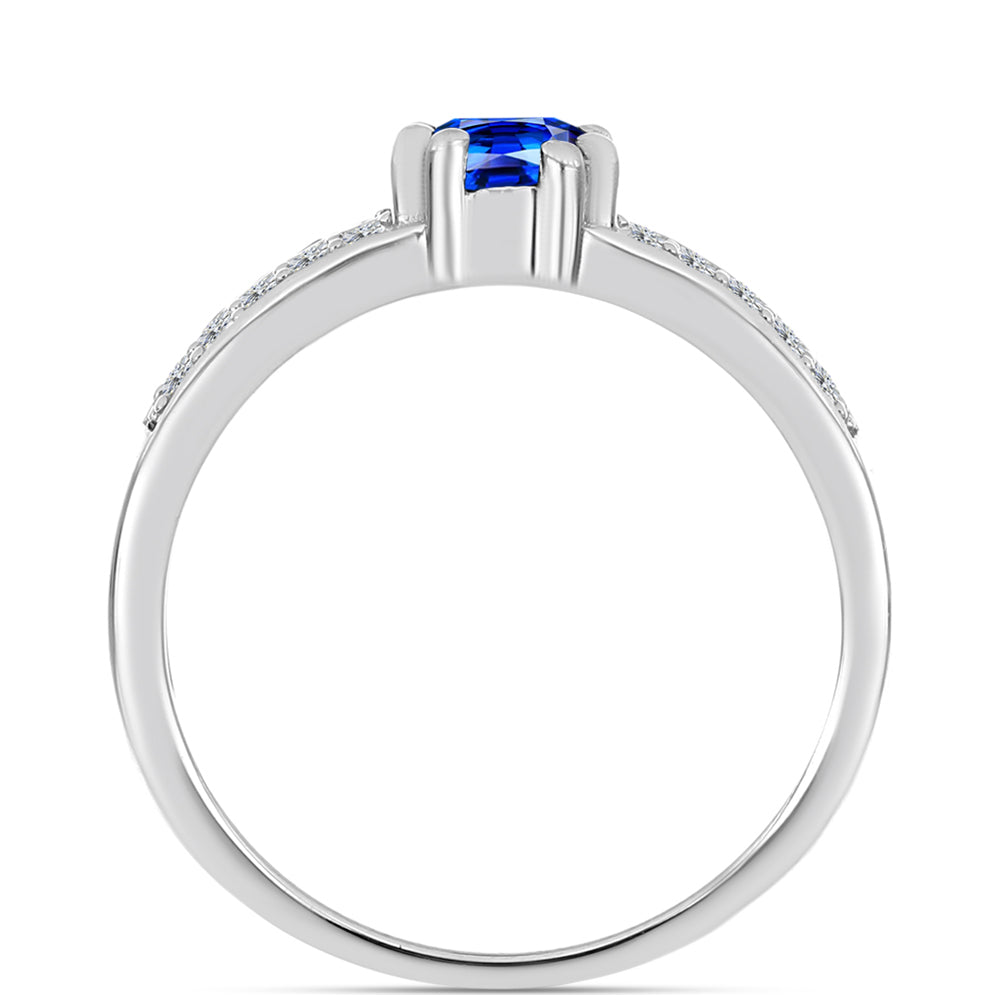Silberring mit australischem blauem Saphir und weißem Topas