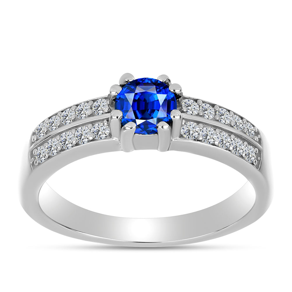 Silberring mit australischem blauem Saphir und weißem Topas