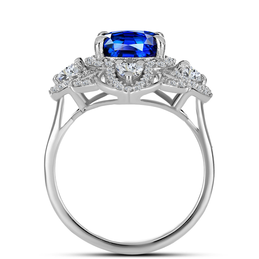 Silberring mit australischem blauem Saphir und weißem Topas 2 