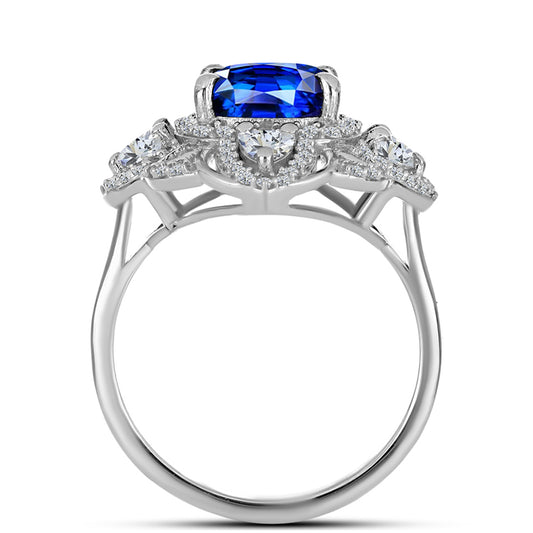Silberring mit australischem blauem Saphir und weißem Topas