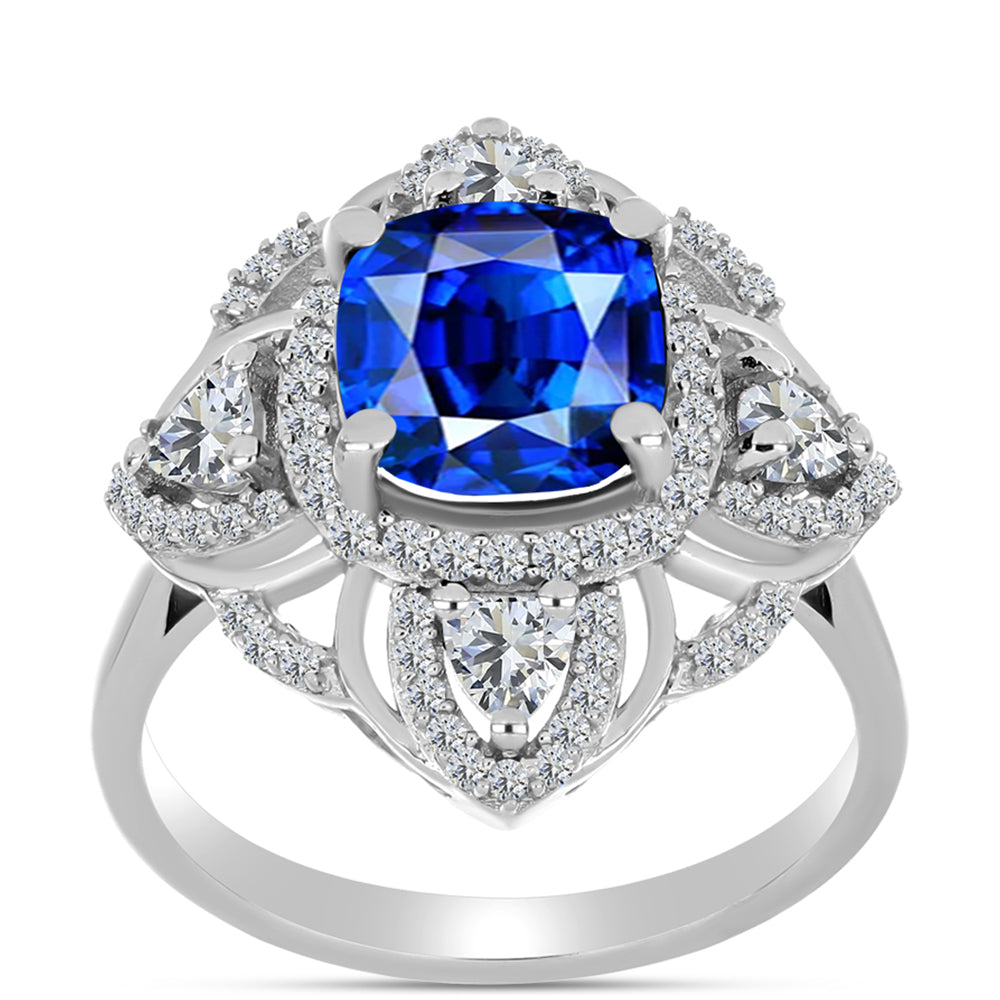 Silberring mit australischem blauem Saphir und weißem Topas